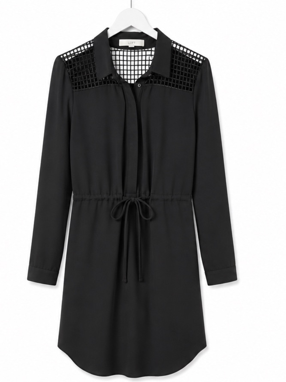LOFT Black Longline Dress with Tie